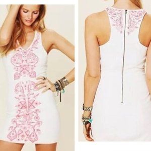 Free People Embroidered Racerback Dress (Pink)